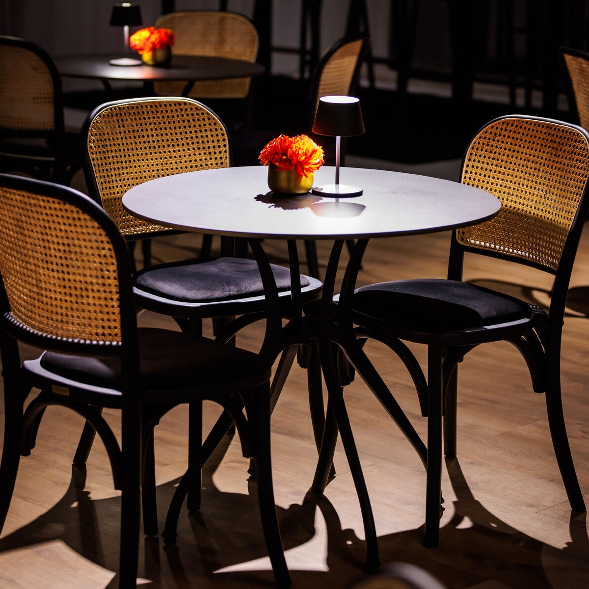 Cane Back Chair - Black Pad