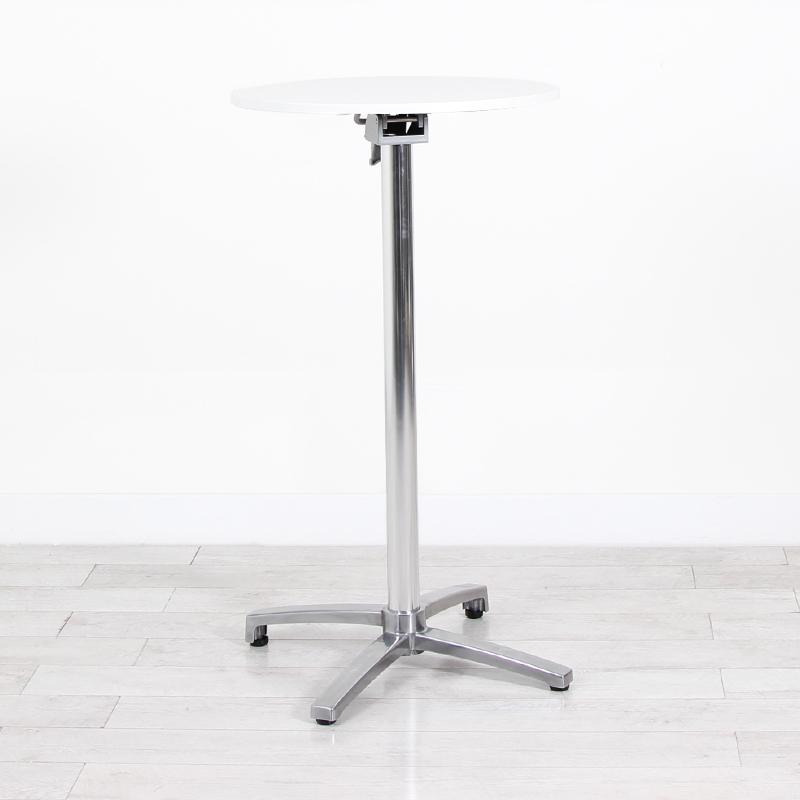 600mm White Round Poseur Table - Chrome Frame