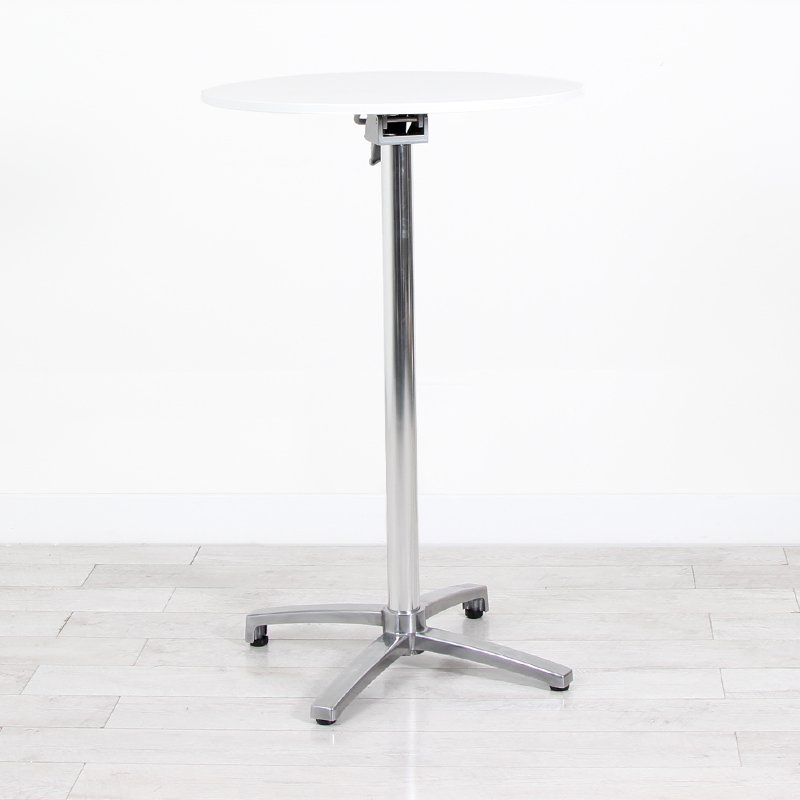 700mm White Round Poseur Table - Chrome Frame