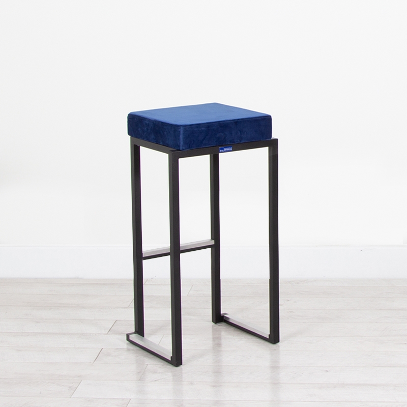 Nevada Stool - Black Base Blue Pad