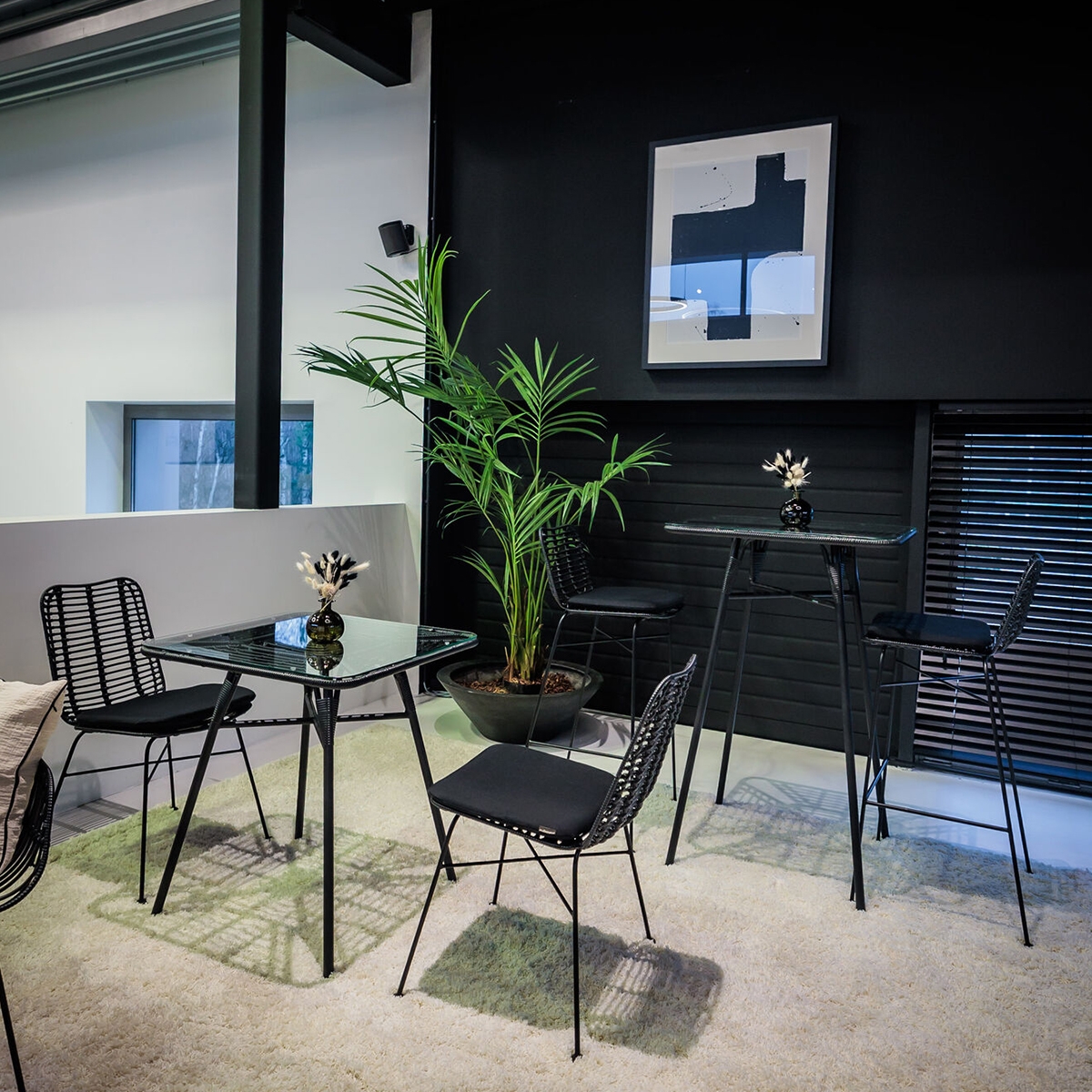 Miami Stool - Black with White Cushion