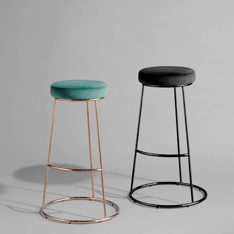 Black Chrome Spire Stool - Green Pad