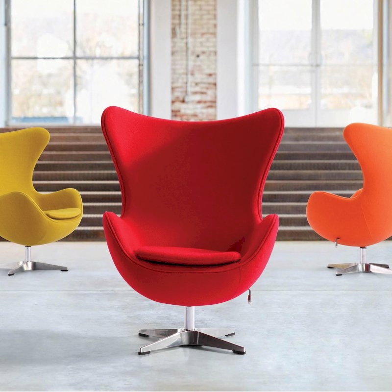 Red Fabric Egg Chair