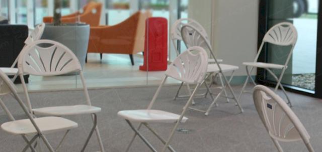 Careers Day Event https://mill-media.s3.eu-west-2.amazonaws.com/furniture-hire-uk/article_additional/bracknell-forest-council7/bracknell-forest-council7-740x350.jpg - White folding chairs are easy to move & arrange in groups.