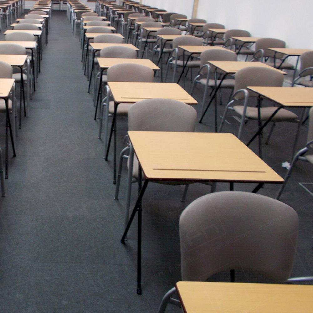 Long lines of exam tables making the most of available space.