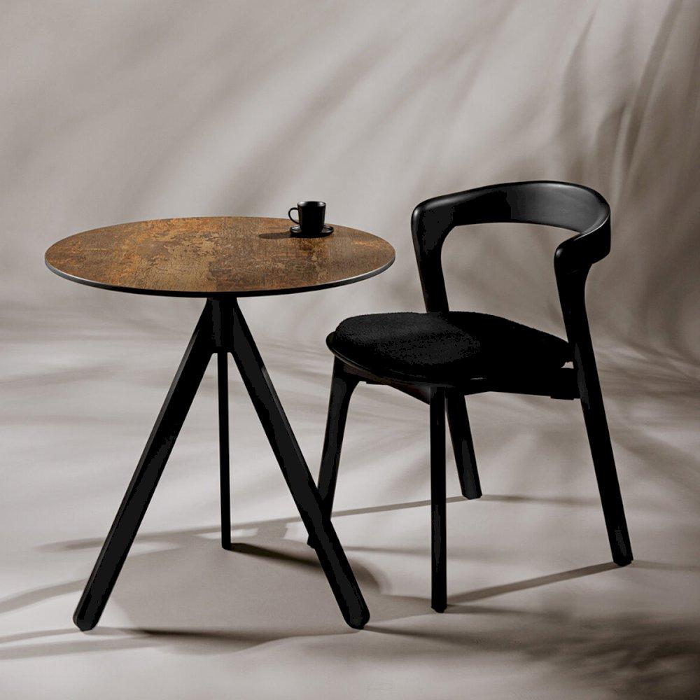 Featured: Black tray chairs with black pad.