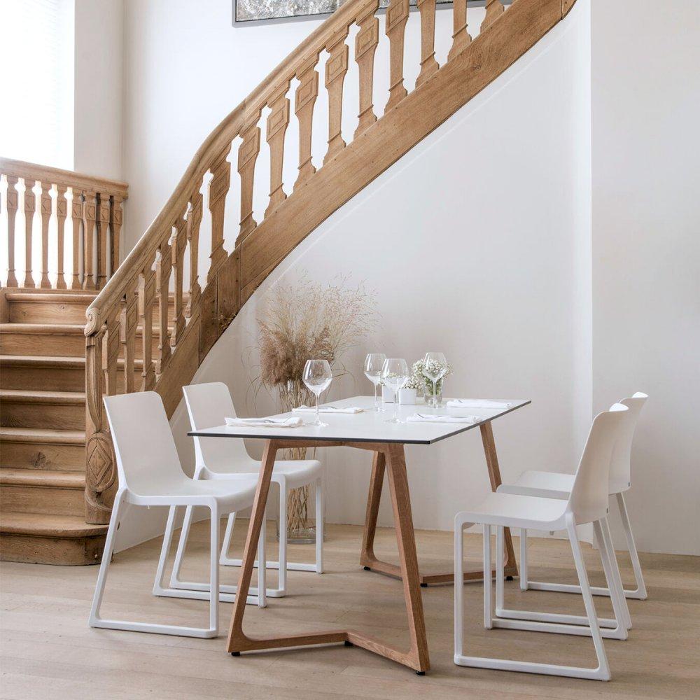 Featured: Boston double bistro table in white and white Kansas chairs.
