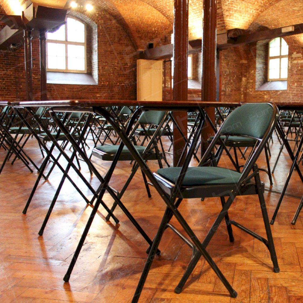 Thousands of desks at the ready for exam season.