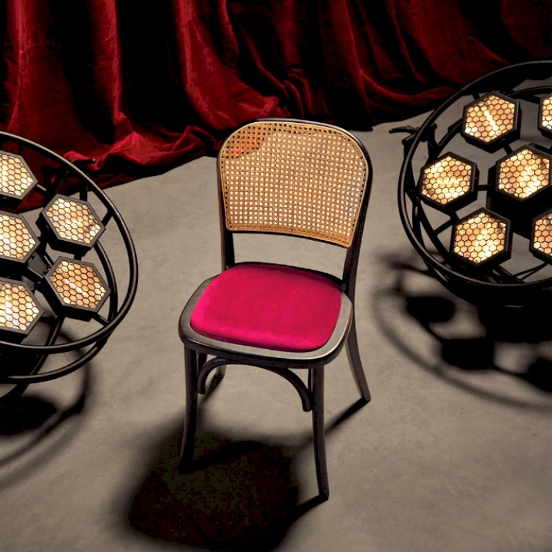 Cane Back Chair - Red Pad