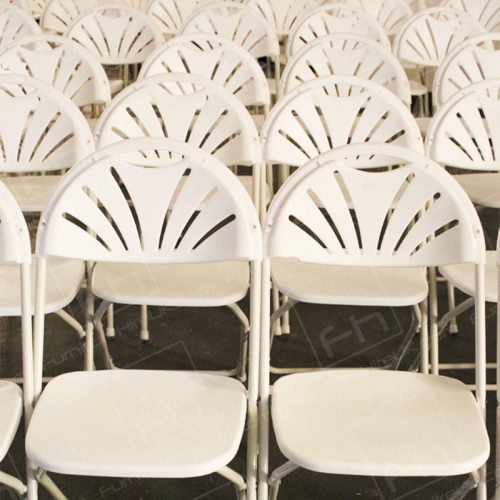 Versatile seating with our white folding chairs. HC76