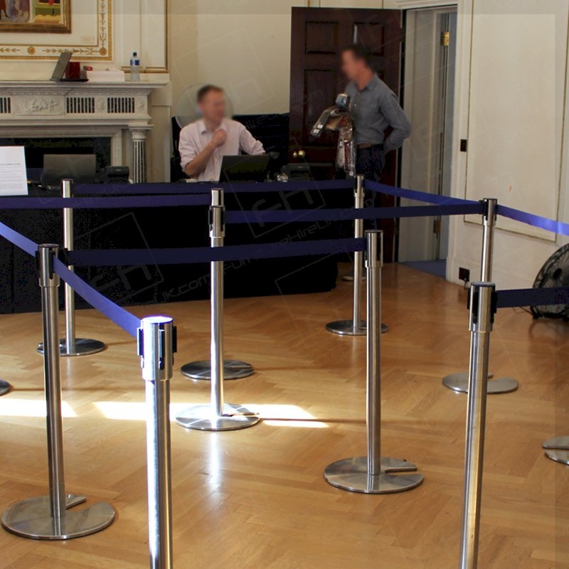 Chrome Stretch Barrier - Blue Webbing