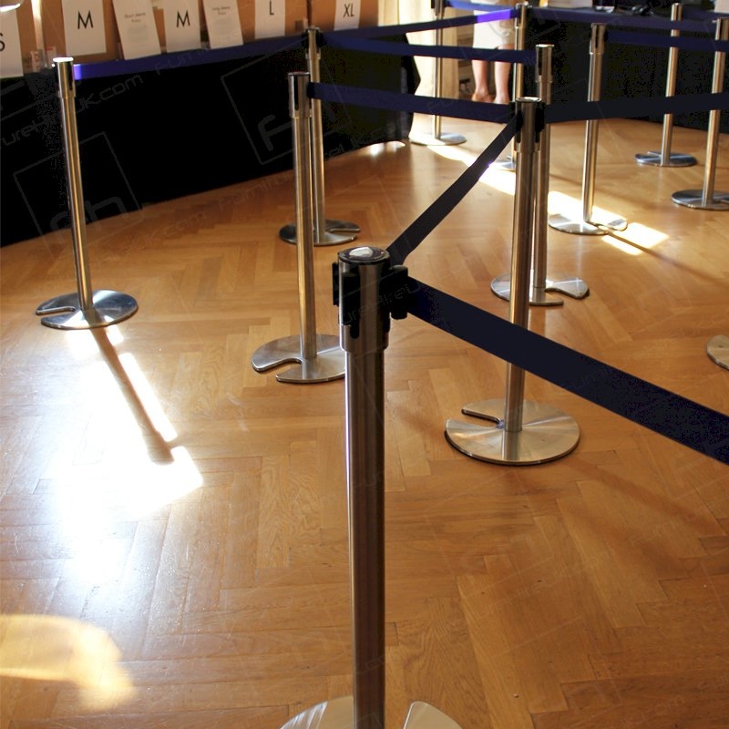 Chrome Stretch Barrier - Blue Webbing