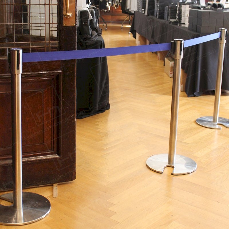Chrome Stretch Barrier - Blue Webbing