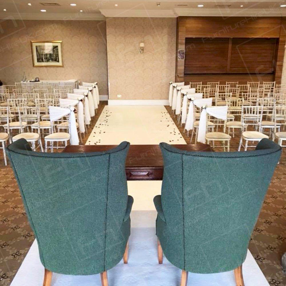 Chiavari chairs laid out and ready to go at a Spring wedding.