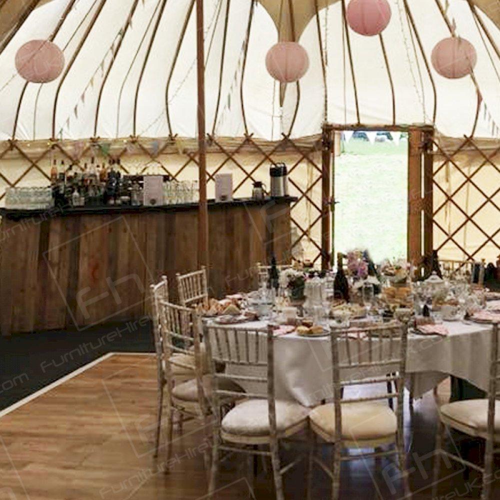 Choose limewash Chiavari chairs to make a statement at your wedding.