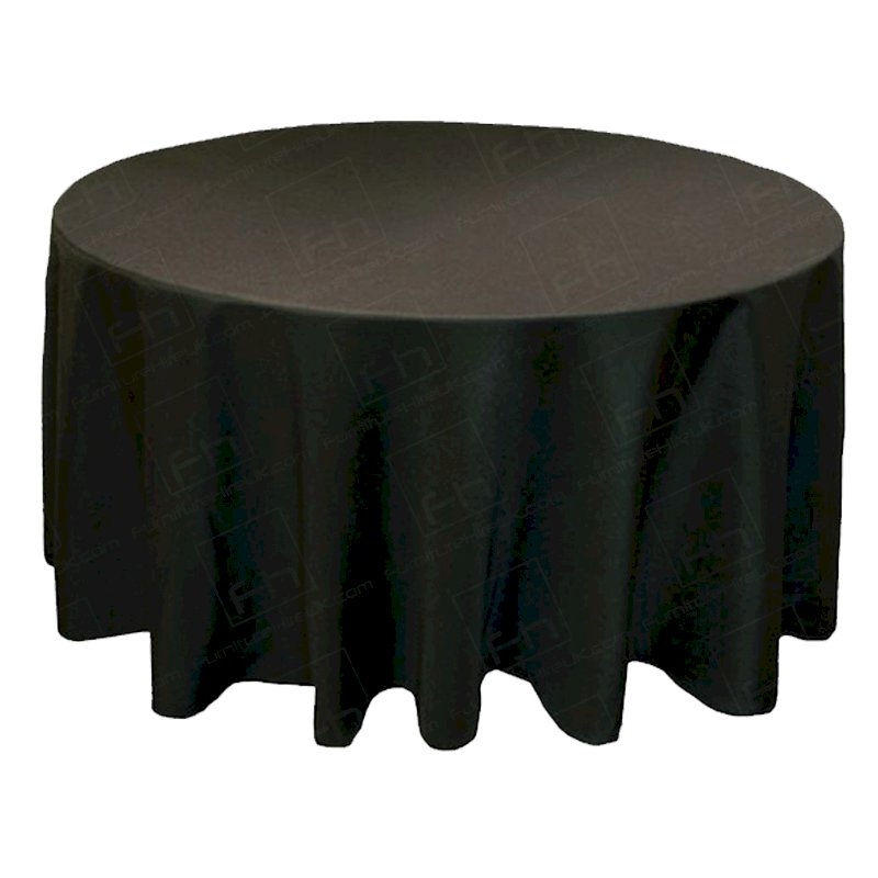 130 inch Round Black Tablecloth (for 6ft)