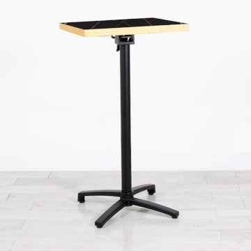 600mm Black Marble Square Poseur Table - Black Frame 600mm Black Marble Square Poseur Table - Black Frame