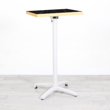 600mm Black Marble Square Poseur Table - White Frame 600mm Black Marble Square Poseur Table - White Frame