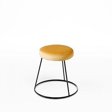 Black Chrome Low Spire Stool - Gold Pad Black Chrome Low Spire Stool - Gold Pad