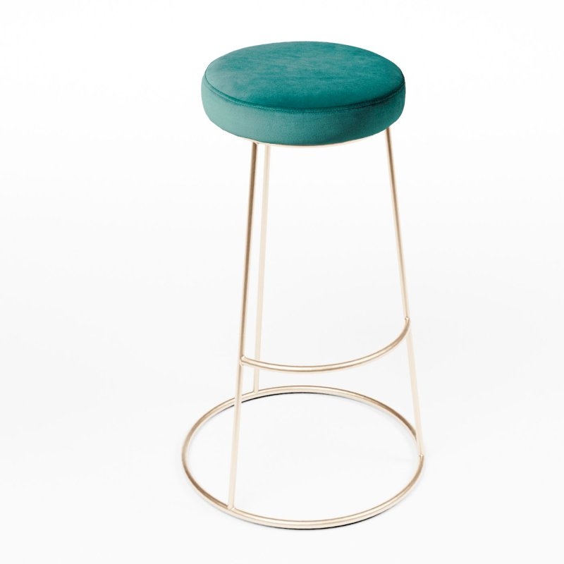 Rose Gold Chrome Spire Stool - Green Pad