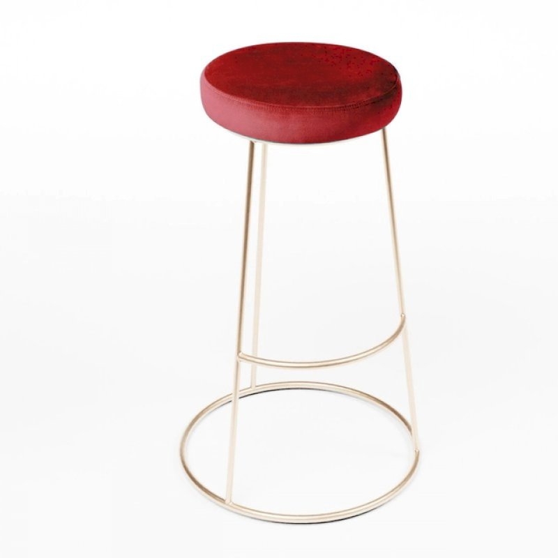 Rose Gold Chrome Spire Stool - Red Pad