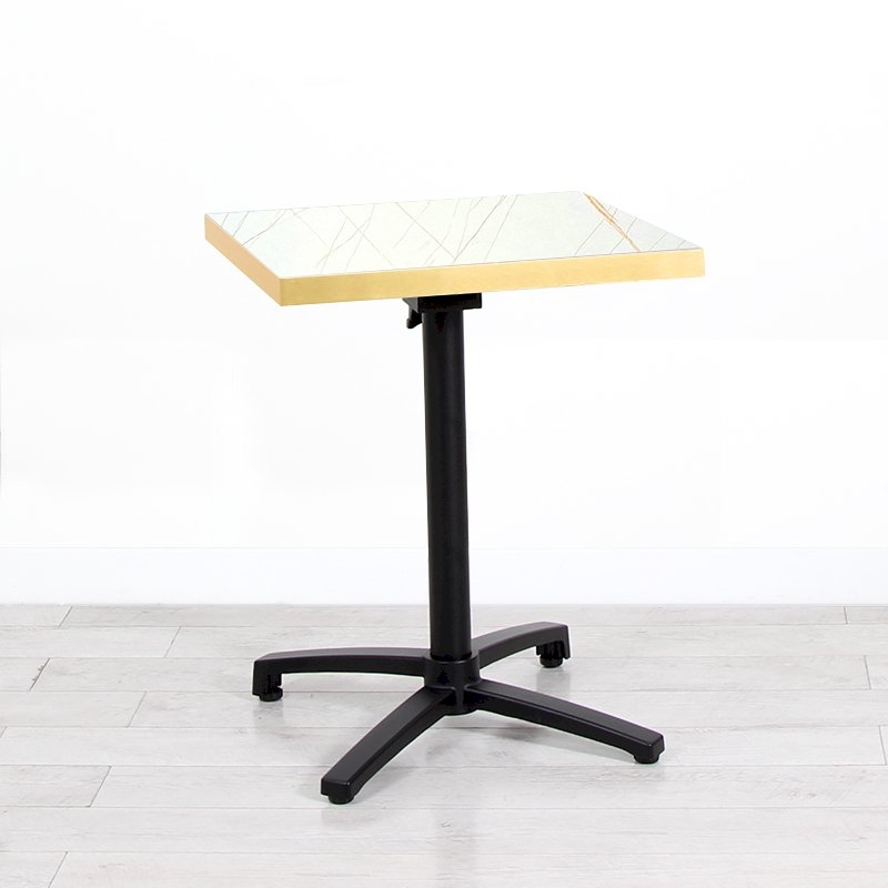 600mm White Marble Square Bistro Table - Black Frame
