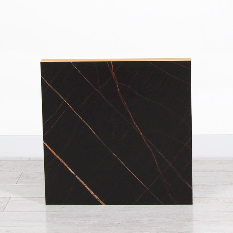 600mm Black Marble Square Bistro Table - White Frame