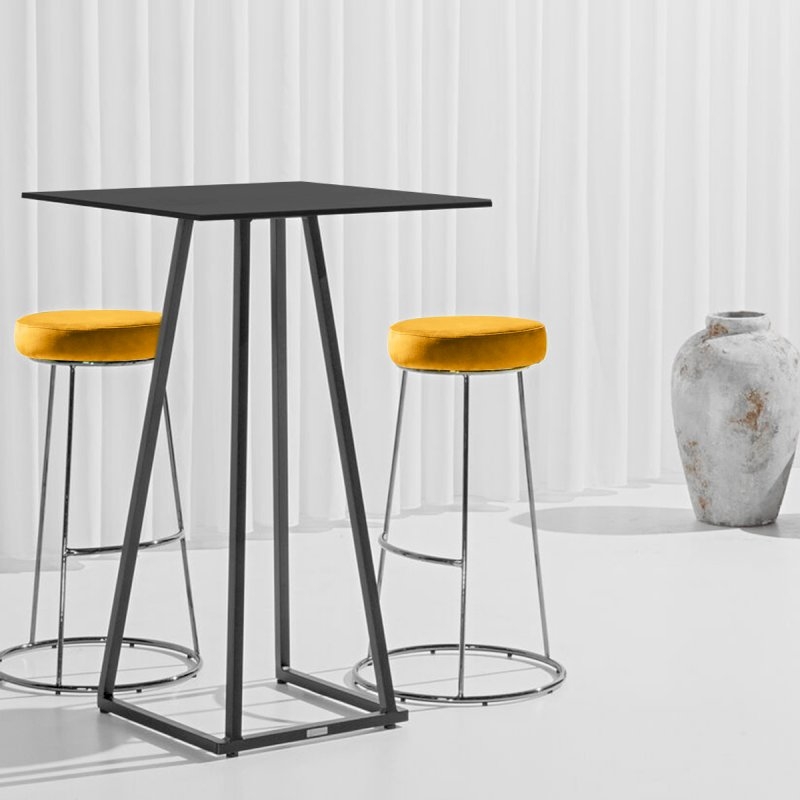 Black Chrome Spire Stool - Gold Pad
