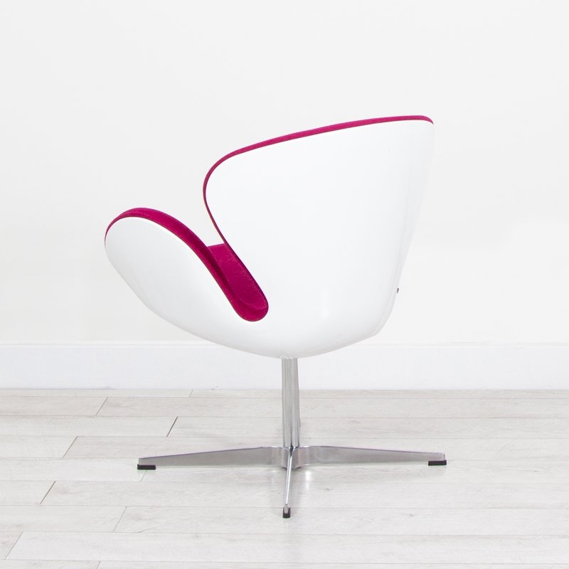 Plum Fabric White Swan Chair