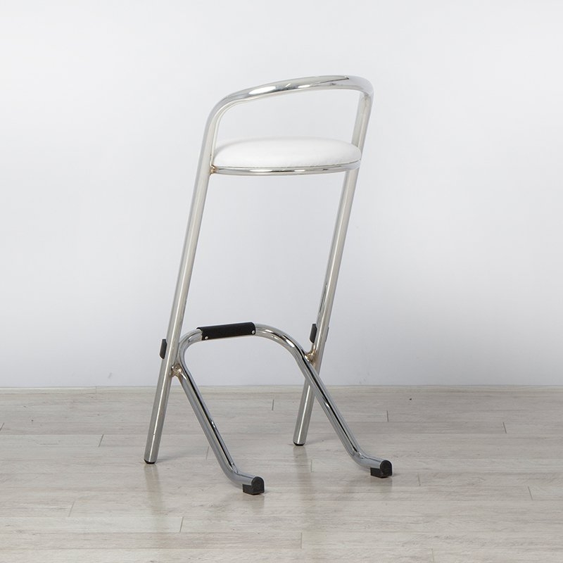 Chrome Bar Stool - White Pad