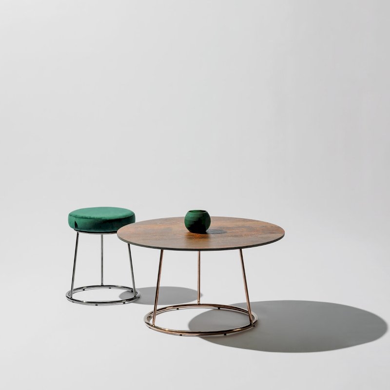 Black Chrome Low Spire Stool - Green Pad