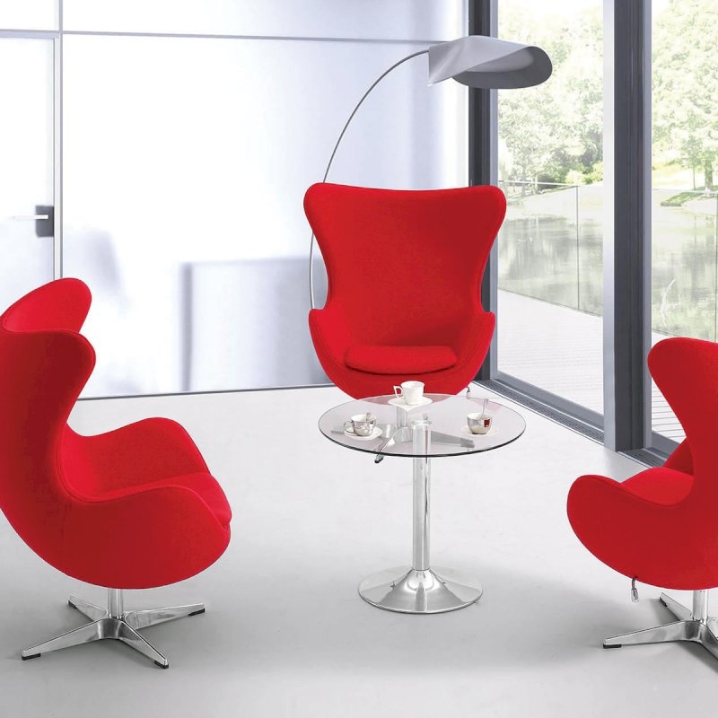 Red Fabric Egg Chair