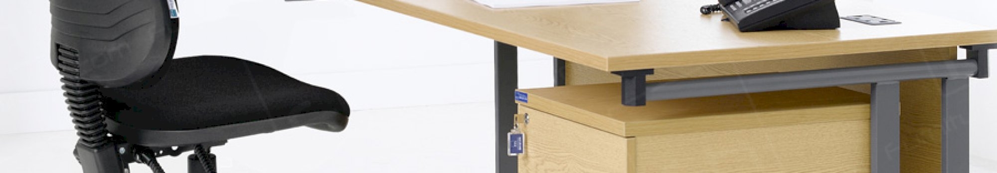 desk, chair and pedestal