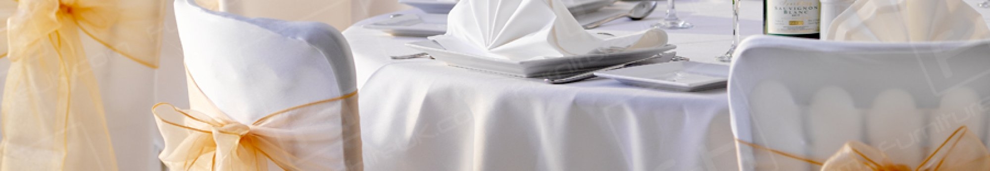 white covered banquet chairs
