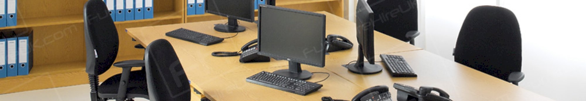 office with black operator chairs