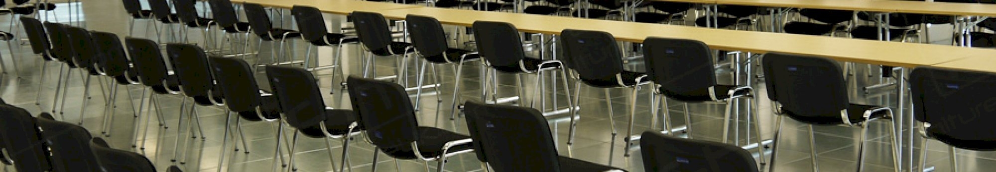 meeting tables and stacking chairs