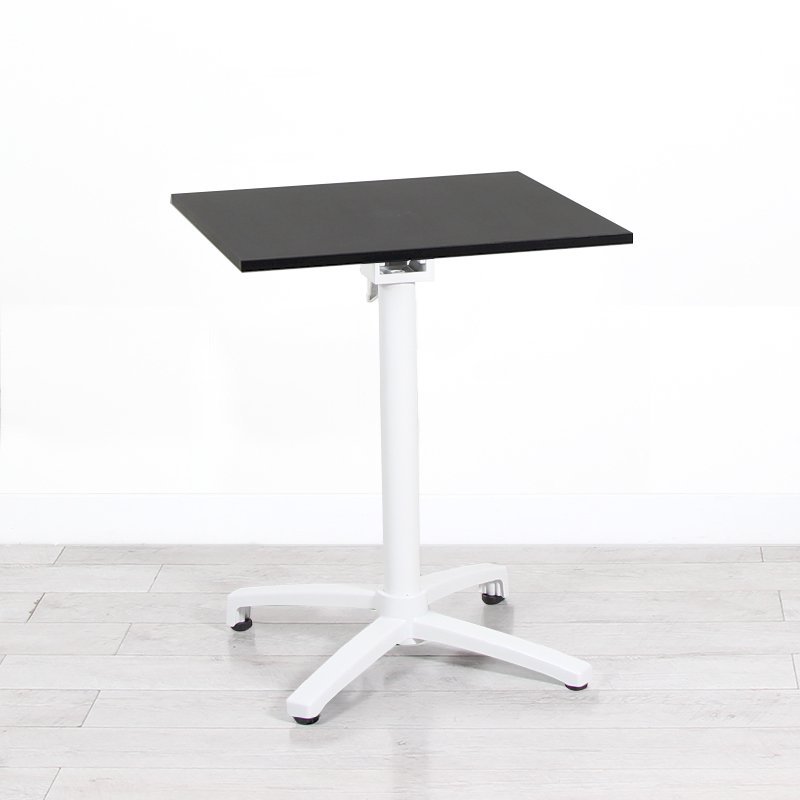600mm Black Square Bistro Table - White Frame