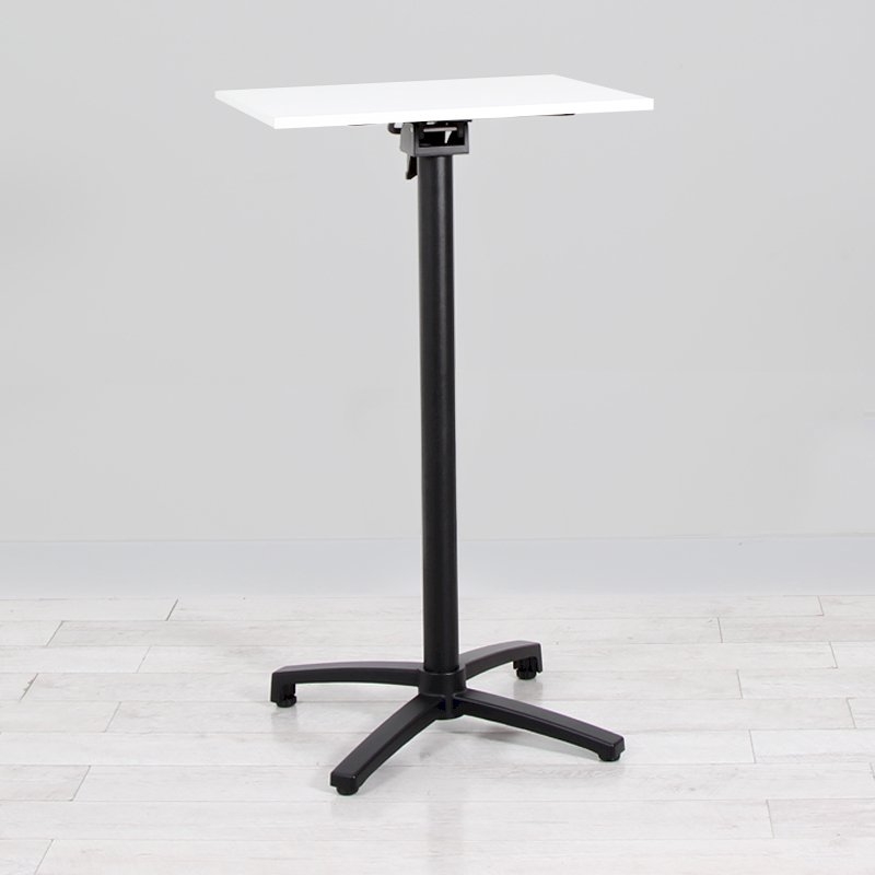 600mm White Square Poseur Table - Black Frame