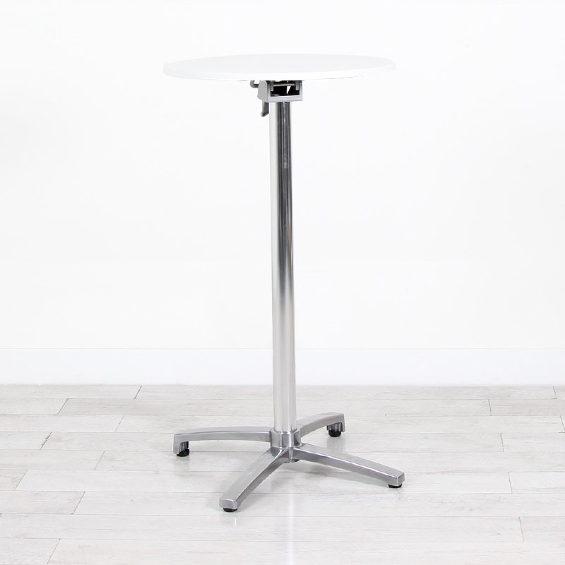 600mm White Round Poseur Table - Chrome Frame