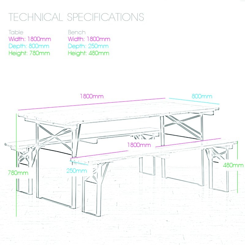 Beer Table & Bench Set (1800 x 800 Standard)